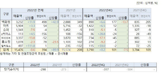 롯데쇼핑 실적 현황. 롯데쇼핑 제공