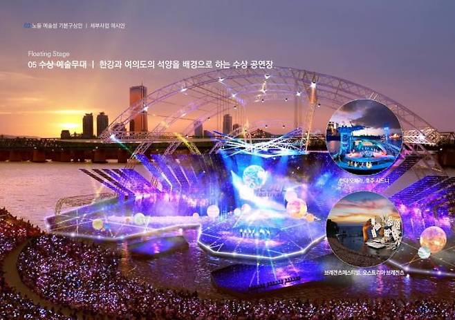 서울시 '노들 예술섬' 개발구상안 중 수상 예술무대 예시. /연합뉴스