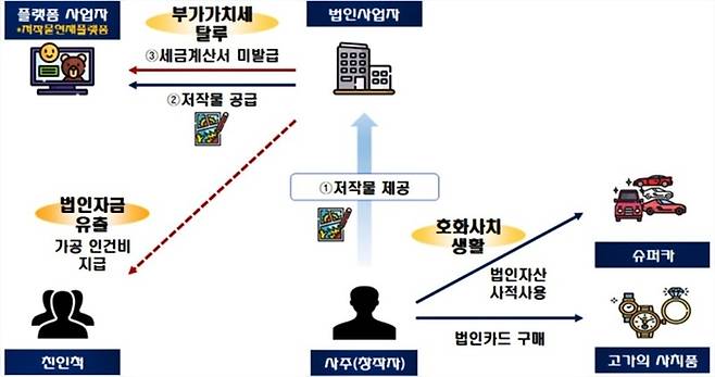 탈루한 소득으로 고가 사치품을 구매하고 가족에게 가공 인건비를 지급하고 법인명의 슈퍼카를 사적 사용한 웹툰 작가 [자료출처=국세청]