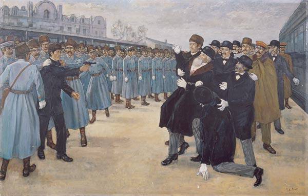 백암은 ‘한국통사’ 3편 56장에서 안중근 의사가 1919년 10월 26일 만주 하얼빈역에서 초대 한국통감 이토 히로부미에게 권총 3발을 모두 맞혀 사살한 장면을 자세히 그렸다. 안 의사는 이날 6발을 쏘았다. 4탄은 일본 총영사 가와카미, 5탄은 총영사 비서관 모리, 6탄은 철도총재 다나카를 맞추었다. 백암은 안 의사가 거사 후 라틴어로 “대한국 만세”를 세 번 외쳤다고 썼다. 1978년 박영선 화백 역사 기록화.