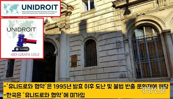 그러나 2심 재판부가 인용한 ‘유니드로와 협약’은 1995년 발효 이후의 도난 및 불법반출 문화재에 국한되며, 무엇보다 한국은 이 유니드로와 협약에 가입하지 않았다.