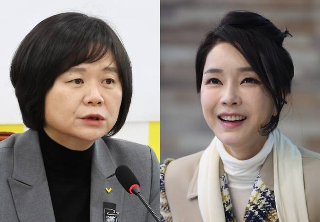 이정미(왼쪽) 정의당 대표, 김건희 여사(사진=연합뉴스)