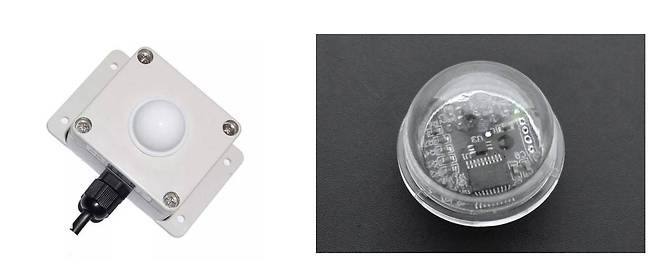 조도센서 페키지 (왼쪽)과 내부 센서 (오른쪽) (출처=알리익스프레스 홈페이지)