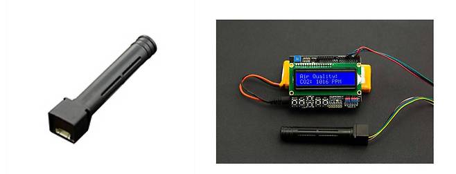 CO2 센서 외형 및 연결 모습 (출처=DFROBOT 홈페이지)