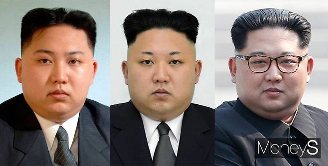 사진은 김정은 북한 조선노동당 총비서의 눈썹 변천사. 집권초기, 공포 정치로 측근을 처형했던 시기, 정권 안정기에 들어선 최근의 모습(왼쪽부터). /사진=백재권 교수 제공
