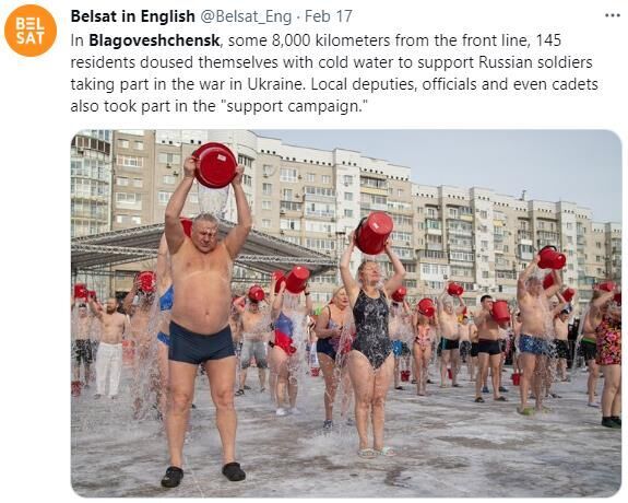 러시아 주민들 우크라전 지지 캠페인 (사진=Belsat 트위터 캡처, 연합뉴스)