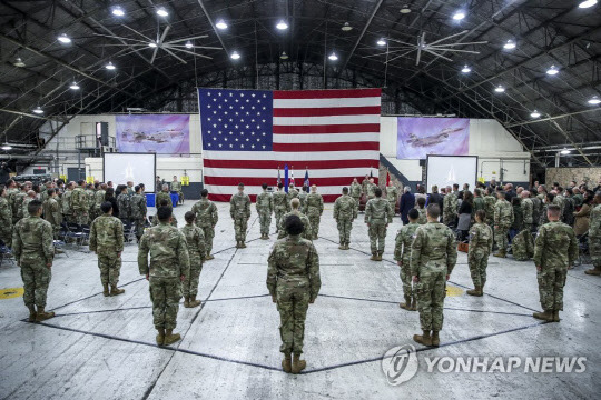 지난해 12월 열린 주한미군 우주군 창설식 사진. 연합뉴스 제공