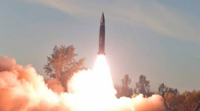 북한 탄도미사일 발사 모습. 사진=조선중앙통신, 연합뉴스