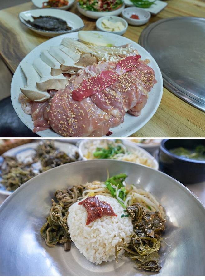 약수닭집 닭구이(위 사진), 지리황식당 비빔밥