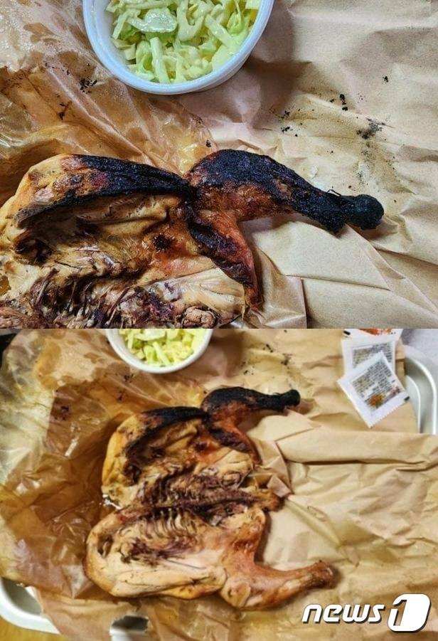 A씨가 공개한 충남 예산시장 내 바비큐집 바비큐 상태. (온라인 커뮤니티 갈무리)