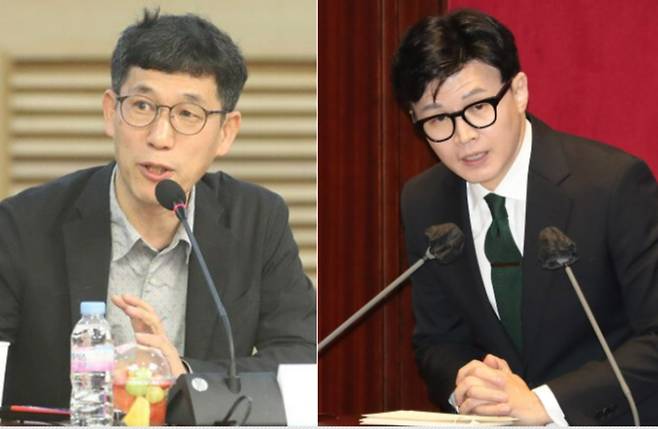 진중권 광운대 특임교수(왼쪽), 한동훈 법무장관/ 조선DB