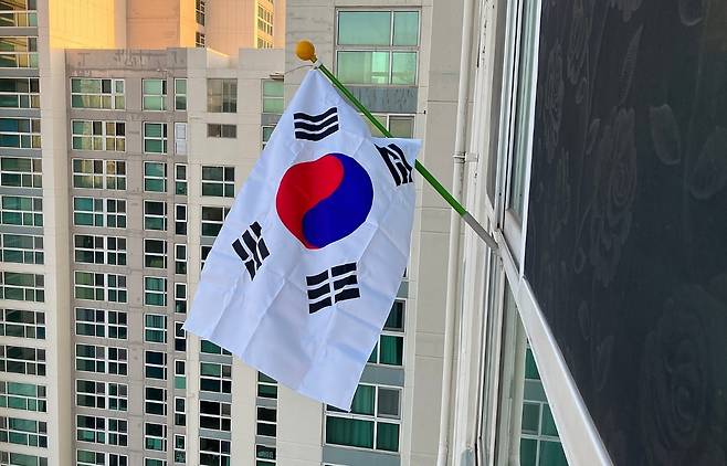 2일 오전 세종 지역 온라인 커뮤니티에 올라온 태극기 사진. (온라인커뮤니티 캡처) / 뉴스1