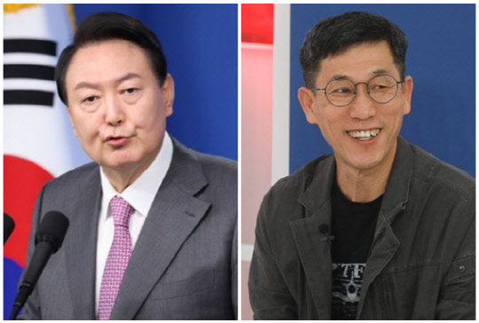 윤석열 대통령(왼쪽)과 진중권 광운대학교 특임교수. <연합뉴스>