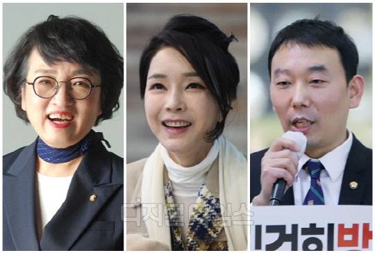 (왼쪽부터) 김진애 전 국회의원, 윤석열 대통령 부인 김건희 여사, 김용민 더불어민주당 의원. <디지털타임스 DB, 대통령실 제공>