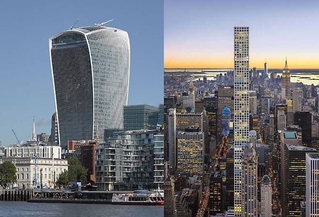 20 펜처치 스트리트(왼쪽)와 432 파크 애비뉴 [라파엘 비뇰리 건축사무소 홈페이지 캡처]