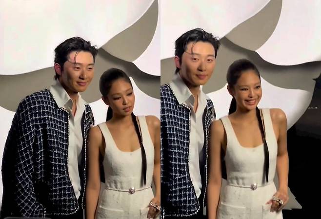 Seoul:) = Actor Park Seo-joon and group BLACKPINK Two shots of Jennie Kim were captured.Fashion magazine W. Korea said on its official social network service (SNS) account on August 8, Park Seo-joon and Jennie Kim, did you imagine this combination?And Park Seo-joon and Jennie Kim, who were invited to the collection of luxury brand C.In the public photos, Park Seo-joon and Jennie Kim were posing in front of Camellia flower, a symbol of C company.Another social network service (SNS) account of fashion magazine Dazed posted a video showing Park Seo-joon and Jennie Kim posing for reporters.In the video, Jennie Kim could not bear the smile, and Park Seo-joon wittily covered it with his back.Meanwhile, Park Seo-joon and Jennie Kim attended C Companys 2023 Fashion Week fashion show in Paris, France, on Friday.