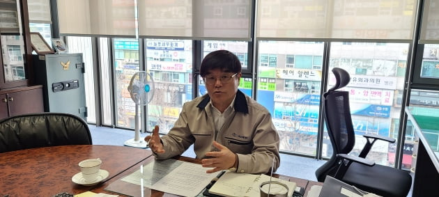 퍼스텍 손경석 대표가 K방산 비전을 설명하고 있다. 최형창 기자