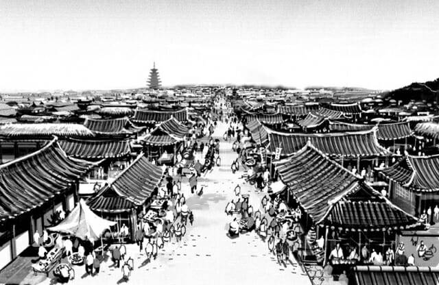 신라왕경 상상도.