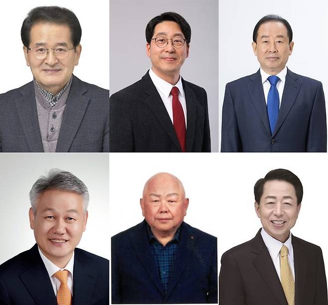 [전주=뉴시스] 4·5 전주을 국회의원 재선거 후보. (위 왼쪽부터 김경민, 강성희, 임정엽 후보, 아래 왼쪽부터 김광종, 안해욱, 김호서 후보 순. (기호 순) *재판매 및 DB 금지