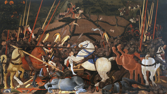 화가 파올로 우첼로의 ‘산로마노 전투’(1438). 이름난 용병대장이 그려져 있다. [사진 공존]