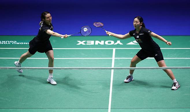 ▲ 2023 BWF 전영오픈 여자복식 결승에 진출한 김소영(왼쪽)과 공희용 ⓒ연합뉴스/AP