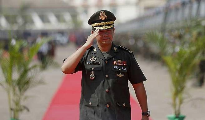 훈 마넷 캄보디아군 부사령관 [일간 크메르타임스 사이트 캡처. 재판매 및 DB 금지]