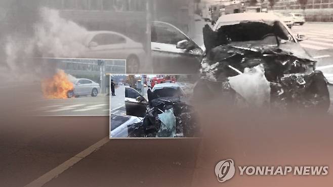 불탄 승용차 트렁크에서 소사체 발견(사건 내용과는 무관함) <<연합뉴스TV 제공>>
