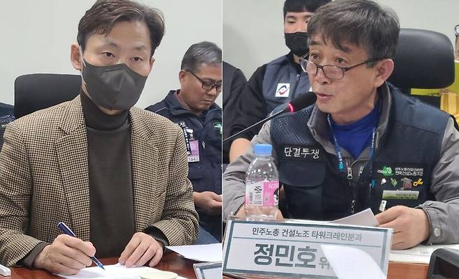 ▲정의당 이은주심상정 국회의원은 21일 서울 국회의원회관 3간담회실에서 건설현장의 공기 단축을 위한 성과금 '월례비' 관행의 해법을 마련하기 위한 토론회를 열었다. 사진=김예리 기자