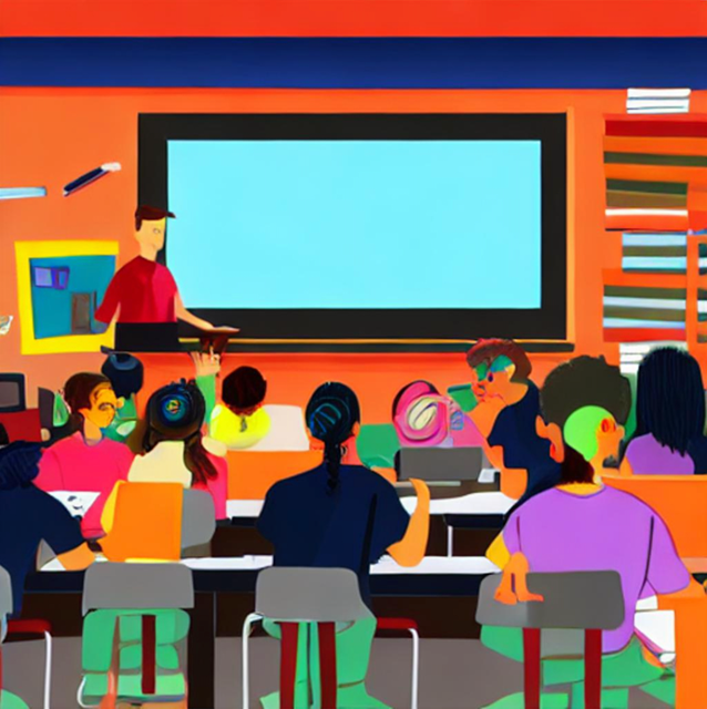 장면 4. 수업 / 필자가 AI를 사용해 만든 그림 출처 : https://picsart.com