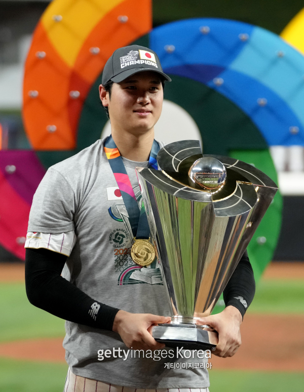 22일(한국시간) 막을 내린 2023 월드베이스볼클래식에서 일본의 우승을 이끌며 대회 최우수선수로 선정된 오타니 쇼헤이. 게티이미지