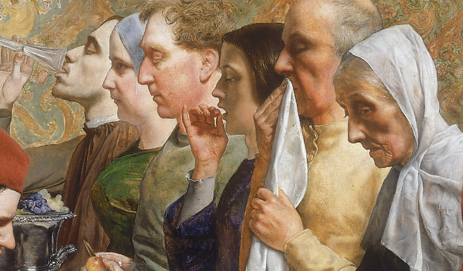 무관심한 표정을 짓고 있는 방조자들(오른쪽) 부분 그림