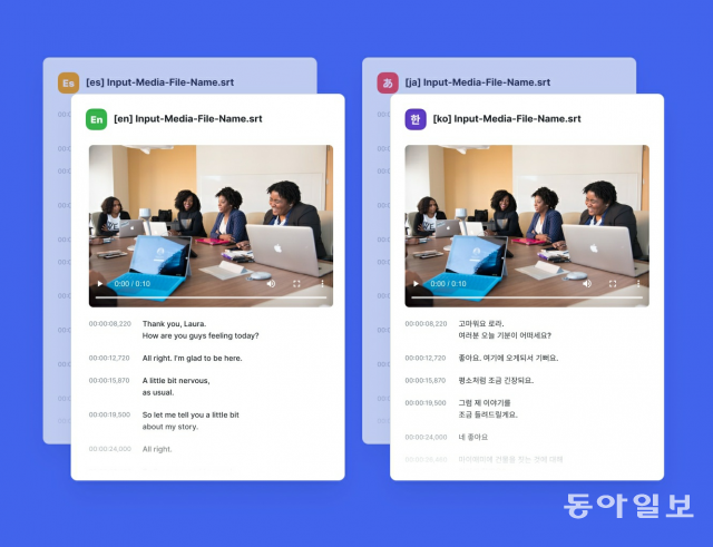 엑스엘에이트 ‘미디어캣’의 번역 구현 모습. 엑스엘에이트 제공.
