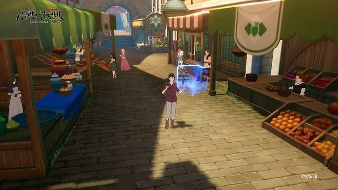 일본 콘솔 게임을 연상시키는 마을 화면