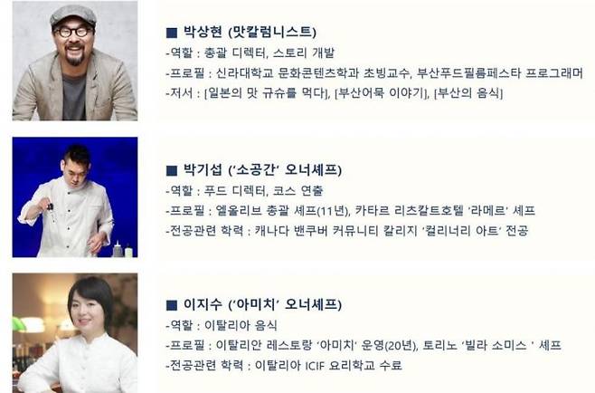 전공분야 경력 20년 이상, 부산에 10년이상 활동하고 있는 전문가로 구성된 레시피 개발팀.