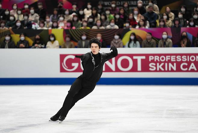 ▲ 2023 ISU 피겨 스케이팅 세계 선수권대회 남자 싱글 프리스케이팅에서 경기를 펼치는 차준환 ⓒ연합뉴스/신화