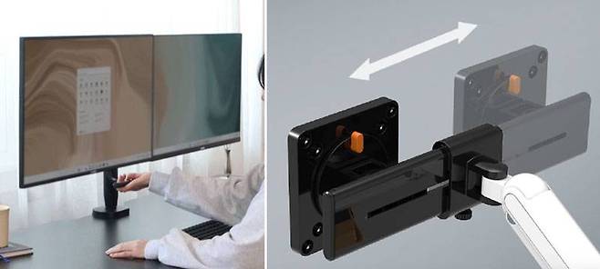 모니터 암의 구성에 따라 전면 손잡이나 슬라이드 키트 등의 추가적인 부가 기능도 이용 가능 (출처=카멜)