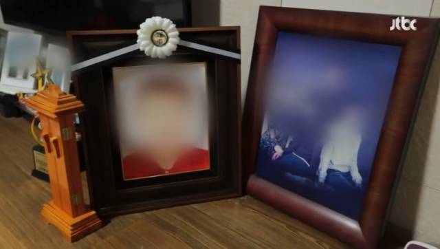 금융감독원에서 일하다 쓰러진 채 발견된 소독 용역업체 직원 민모씨의 영정 사진. JTBC 보도 화면 캡처