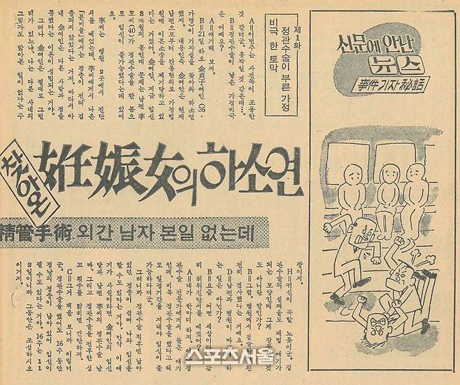 1973년 당시 정관수술로 벌어진 웃지못할 사건들을 보도한 선데이서울. 스포츠서울DB