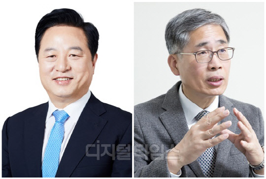 김두관(왼쪽) 더불어민주당 의원과 신평 변호사. <디지털타임스 DB>
