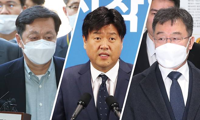 왼쪽부터 정진상 전 더불어민주당 당대표실 정무조정실장, 김용 전 민주연구원 부원장, 화천대유자산관리 대주주 김만배씨 ⓒ시사저널 박정훈·김용 부원장 페이스북·시사저널 박정훈