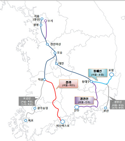 고속철도 노선도. 진주시청 제공