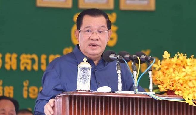 훈센 캄보디아 총리 [일간 크메르타임스 사이트 캡처. 재판매 및 DB 금지]