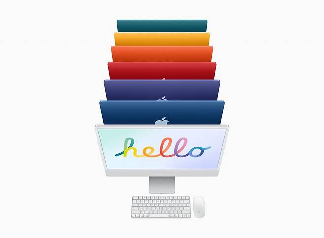 'M1' 탑재 신형 아이맥(iMac) 24형. 사진=애플