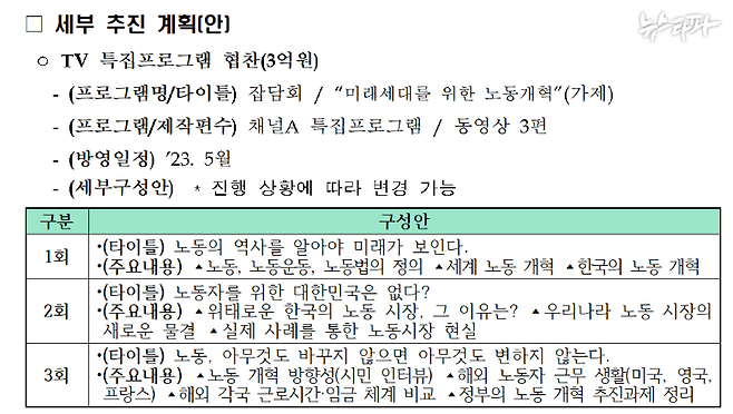 ▲뉴스타파가 입수한 문체부 '노동개혁 정책광고 추진계획(안)' 문건의 한 대목. ⓒ뉴스타파