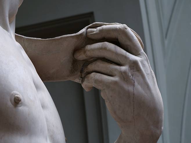 미켈란젤로 부오나로티, 다비드(일부 확대) [wikimedia]