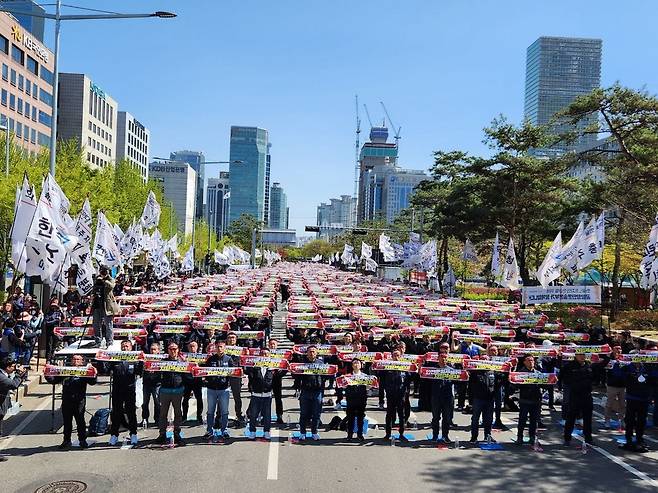 화물연대, 안전운임제 쟁취 화물노동자 결의대회 [민주노총 공공운수노조 제공. 재판매 및 DB 금지]