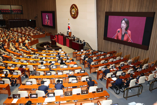 ▲ 정의당 심상정 의원이 10일 오후 국회 본회의장에서 열린 전원위원회에서 발언하고 있다. 연합뉴스