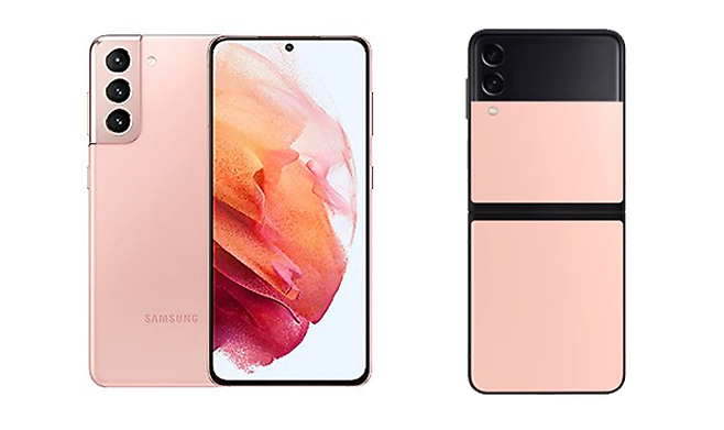 왼쪽 '갤럭시S21' 팬텀 핑크, 오른쪽 '갤럭시Z플립3' 핑크. 사진=삼성전자