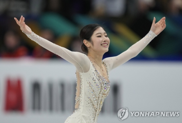 14일 팀 트로피 프리스케이팅에서 개인 최고점을 경신한 이해인. EPA=연합뉴스