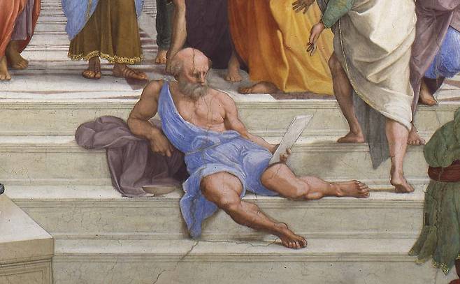 라파엘로 산치오, 아테네 학당(일부 확대·디오게네스)